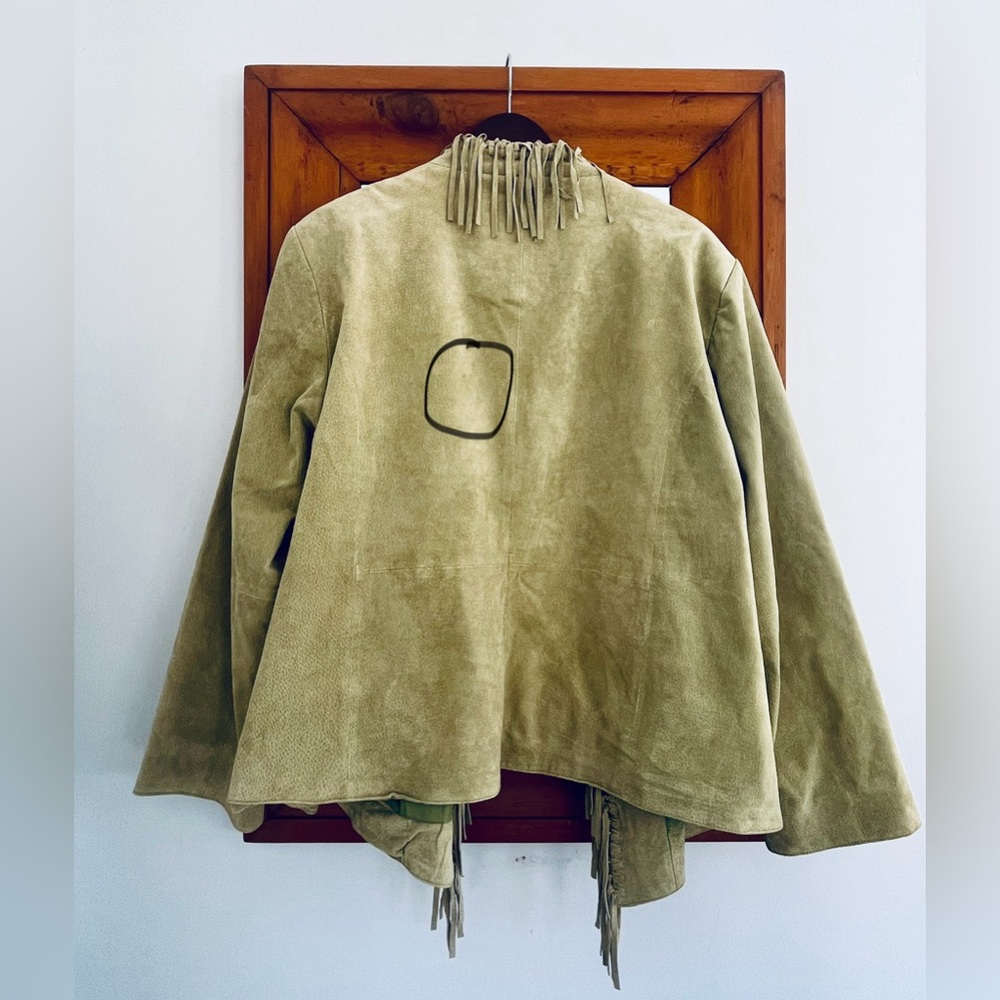 1990s Vintage Suede Fringe Jacket Pistachio Green - Picture 7 of 7